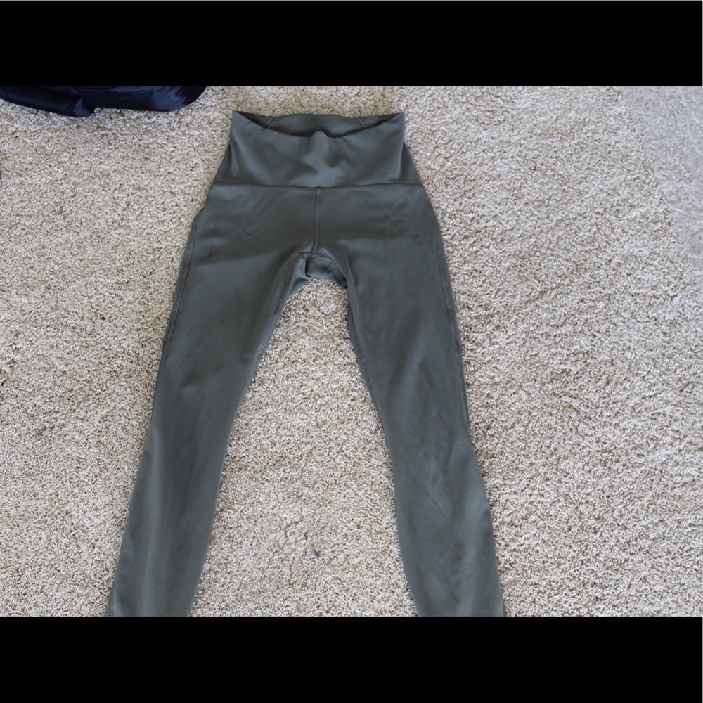 Lulu Lemon Olive Green Leggings w/ Mesh